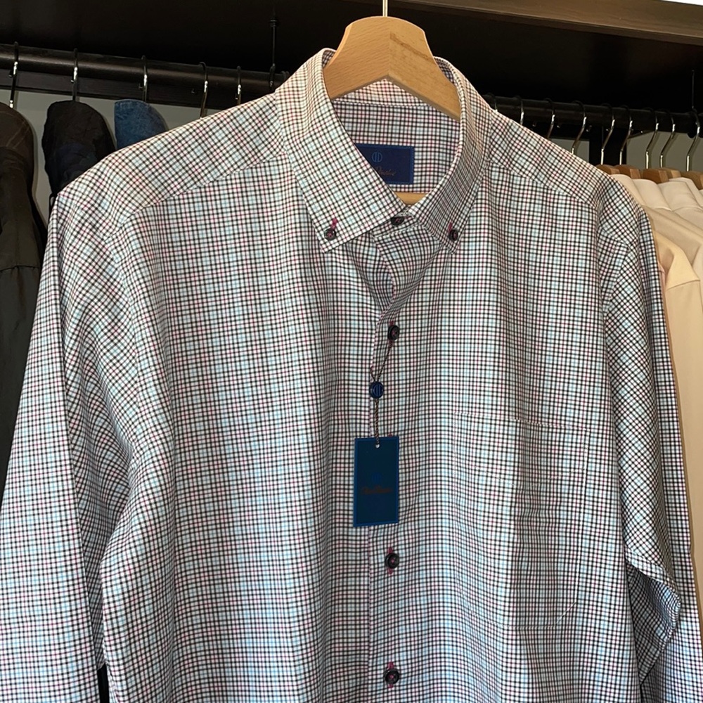 David Donahue Tattersall Shirt Button Down L *NWT*
